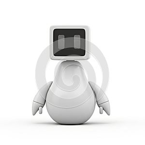 Small, Cute White Robot with a Square Screen Head on a White Background android artificial intelligence