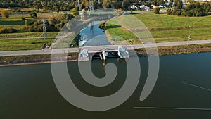 small dam with hydroelectric station, zalew Zemborzycki, Bystrzyca river, Lublin