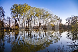 Small Danube river in spring time