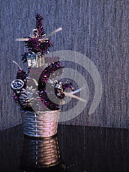 A small decorative Christmas tree