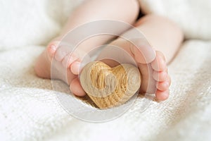 Small delicate little feet to keep the wooden heart