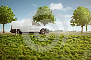 Small delivery van on a country road