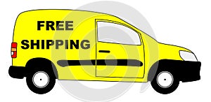 Small Delivery Van With Free Shipping Text