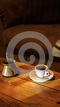 Small demitasse cup of Greek coffee photo