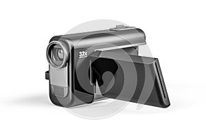 A small digital camera isolated on a white background