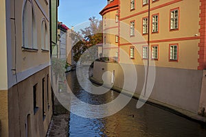 Small district of Venice and the Certovka river in Prague, Czech Republic.