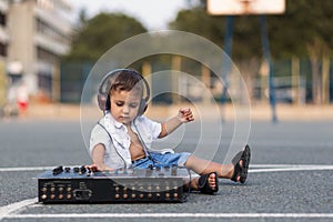 Small dj in the schoolyard