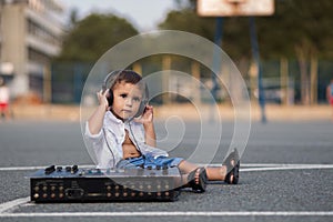 Small dj in the schoolyard