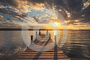 Small Dock and sunset at the lake