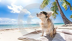 Small Dog on a Pet-Friendly Tropical Beach