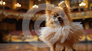 Small Dog Dressed in White Tutu