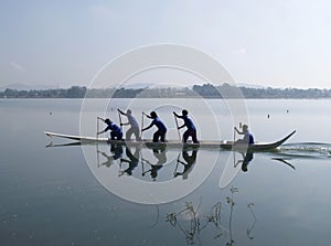 Small dragonboat at sea