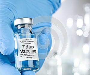 Small drug vial with Tdap vaccine