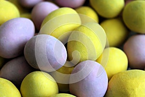Small Easter Eggs. Pastel colored small coated chocolate Easter eggs