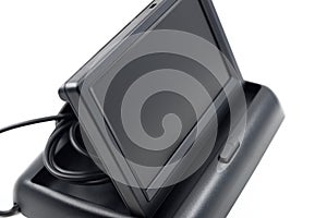 Small electronic display device isolated on white background