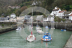 Small English harbour and fishing boats