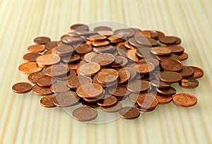 Small euro cent coins in a close-up