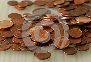 Small euro cent coins in a close-up