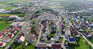 Small European city aerial view. European town from above. German village aerial view. Beautiful small town aerial view