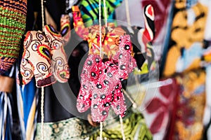 Small fabric handmade toys at african market