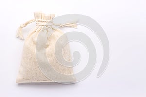 Small fabric pouch on white background