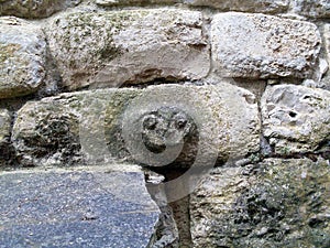 Face on front door wall, Kuelap, Luya, Amazonas, Peru, South America photo