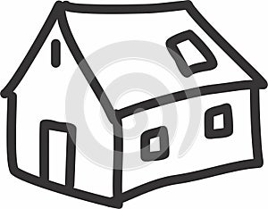 small Family house in continuous line art drawing style. home black linear sketch on white background. Vector illustration