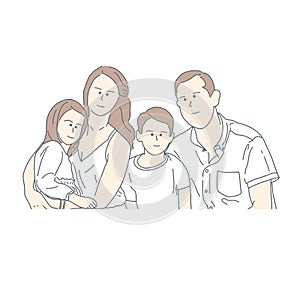 small family portrait illustration, great for commercial or editorial news