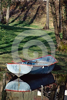 Small fishing boat in Aiguebelette, France