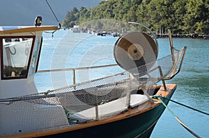 Small fishing boat docked