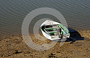 Small fishing boat on the Olhao ria, Algarve - Portugal