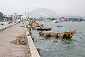 Small Fishing boat beside road