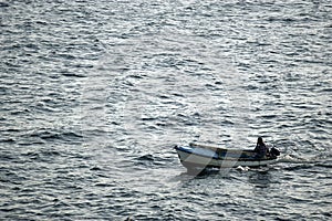 Small fishing boat at sea