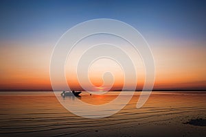 Small Fishing Boat at Sunset in Eastham, Cape Cod Massachusetts