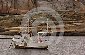 A Small Fishing Boat at The World`s End in NÃ¸tterÃ¸y, Norway