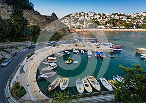 Small fishing boats marina. Ulcinj, Montenegro.