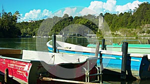 Small fishing boats in a river