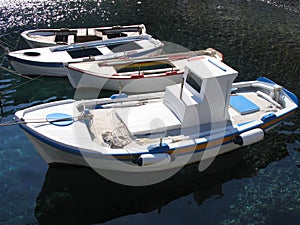 Small fishing boats, Santorini, Greece