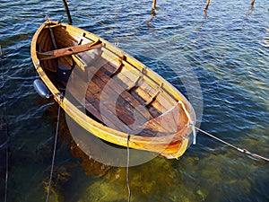 Small fishing dingy boat in a harbour at Funen Denmark