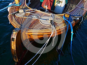 Small fishing dingy boat in a harbour at Funen Denmark