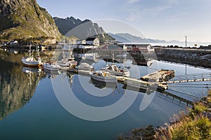 Small fishing port in the Hamnoy, Lofoten Islands, Norway