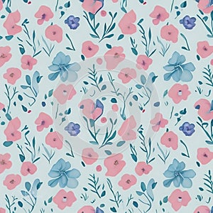 a small flower pattern, watercolor style. AI-Generated.
