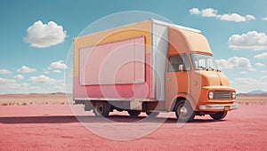 Small food delivery truck, providing copy space for various design applications. Ideal for transportation, logistics, and delivery