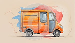 Small food delivery truck, providing copy space for various design applications. Ideal for transportation, logistics, and delivery