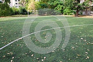 Small football field. Autumn time.