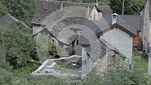 Small forgotten traditional village and church, lost on the Italian Swiss Alps near Locarno