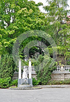 Small fountain in Bratislava, Slovakia.