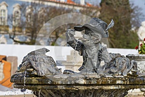 Small fountain in the garden of Queluz national royal palace