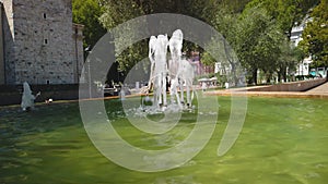 Small fountain in Riva del Garda 4K