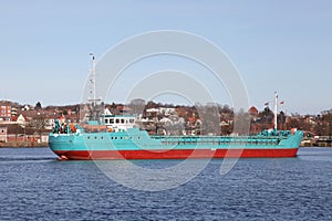 Small freighter on Kiel Canal